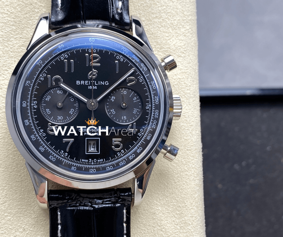 Breitling Chronometer Premier - Black Dial - Black Leather Strap