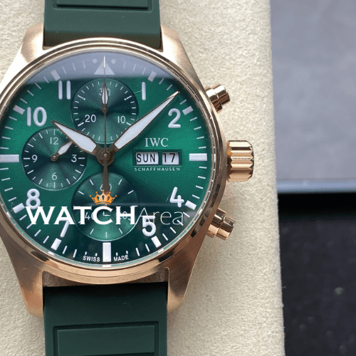 IWC - Pilot's Watch - Green Dial - RG Case - Green Rubber Strap