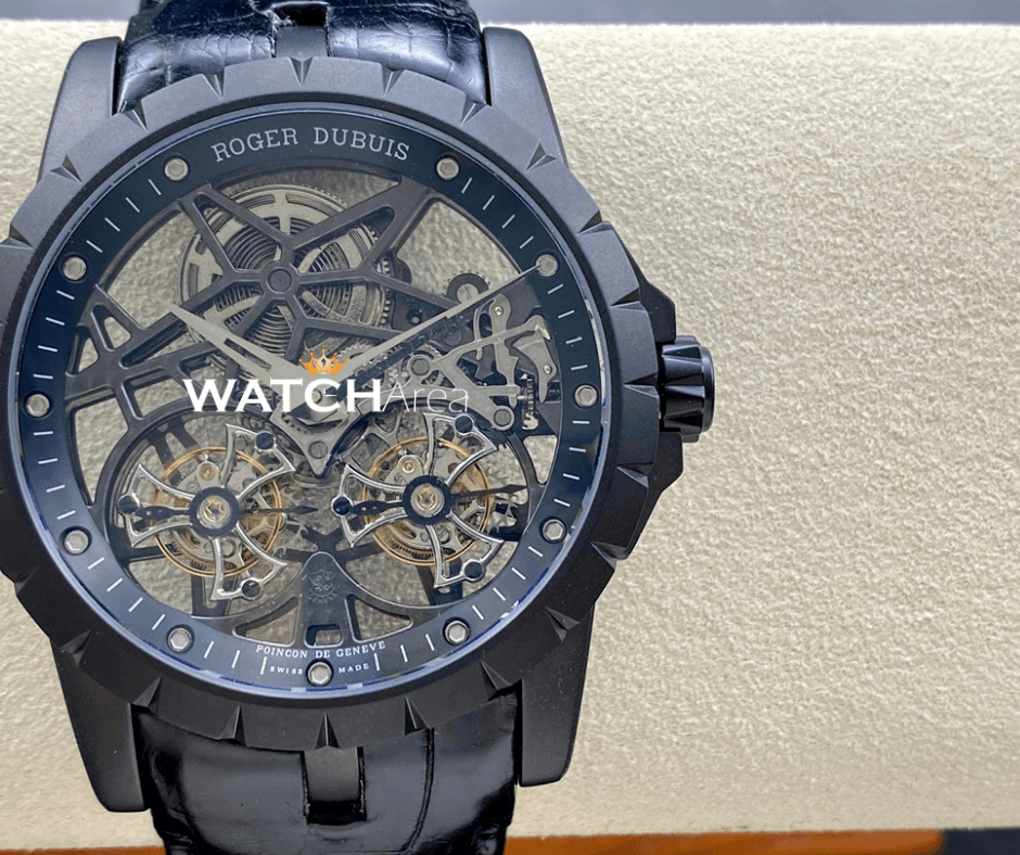 Roger Dubuis Excalibur - Black Titanium Case - Black Leather Strap