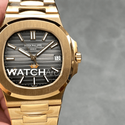 Patek Philippe - Nautilus - Black Dial - Gold Strap