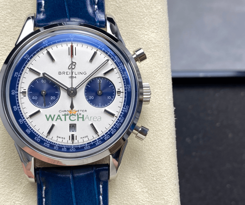 Breitling Chronometer Premier - White Dial - Blue Leather Strap