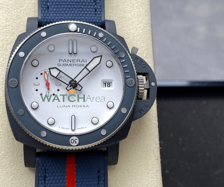 Panerai Submersible Luna Rossa - White Dial - Blue Textile & Rubber Strap