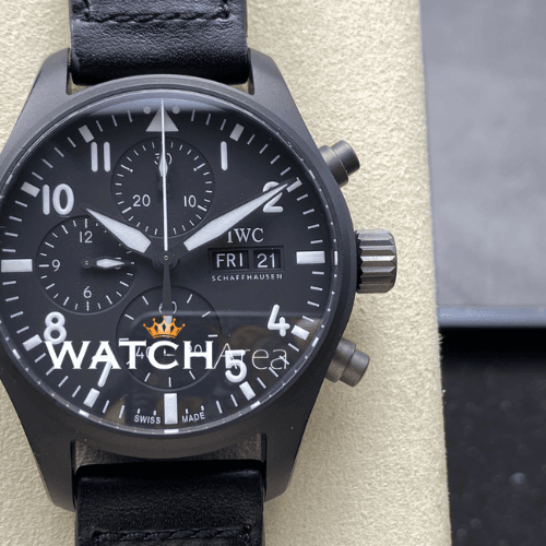 IWC - Pilot's Watch - Black Dial - Black Leather Strap
