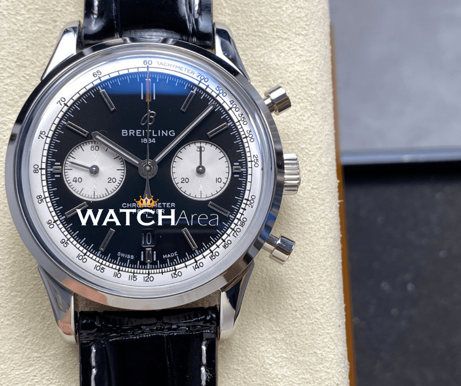 Breitling Chronometer Premier - Black Dial - Black Leather Strap