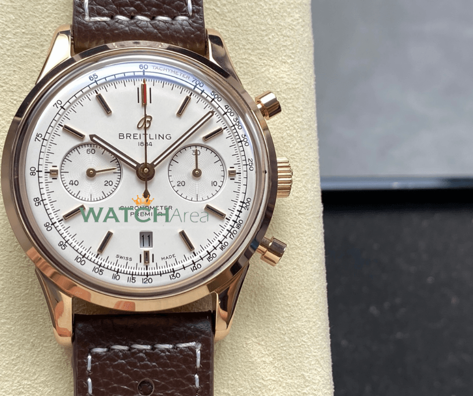 Breitling Chronometer Premier - White Dial - Brown Leather Strap