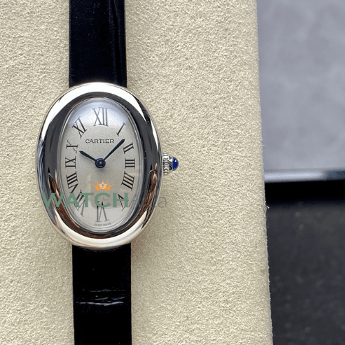 Cartier - Baignoire - White Dial - Black Leather Strap
