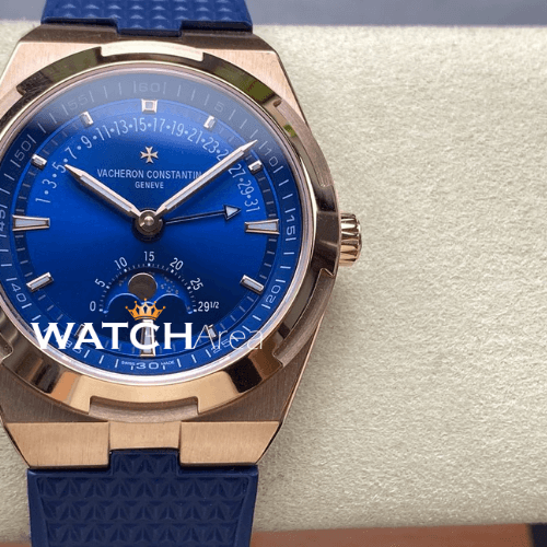 Vacheron Constantin - Overseas/Moon Phase - Blue Dial - RG Bezel - Blue Rubber Strap
