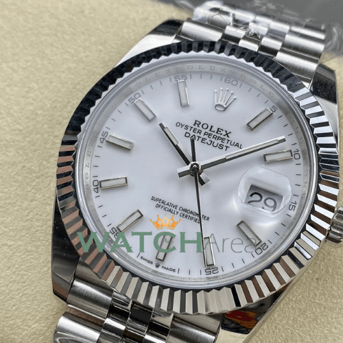 Rolex - Datejust 41 - White Dial - Fluted Bezel - Jubilee Strap 2