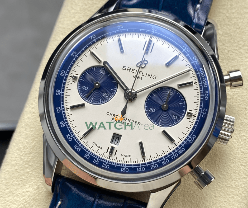 Breitling Chronometer Premier - White Dial - Blue Leather Strap 2