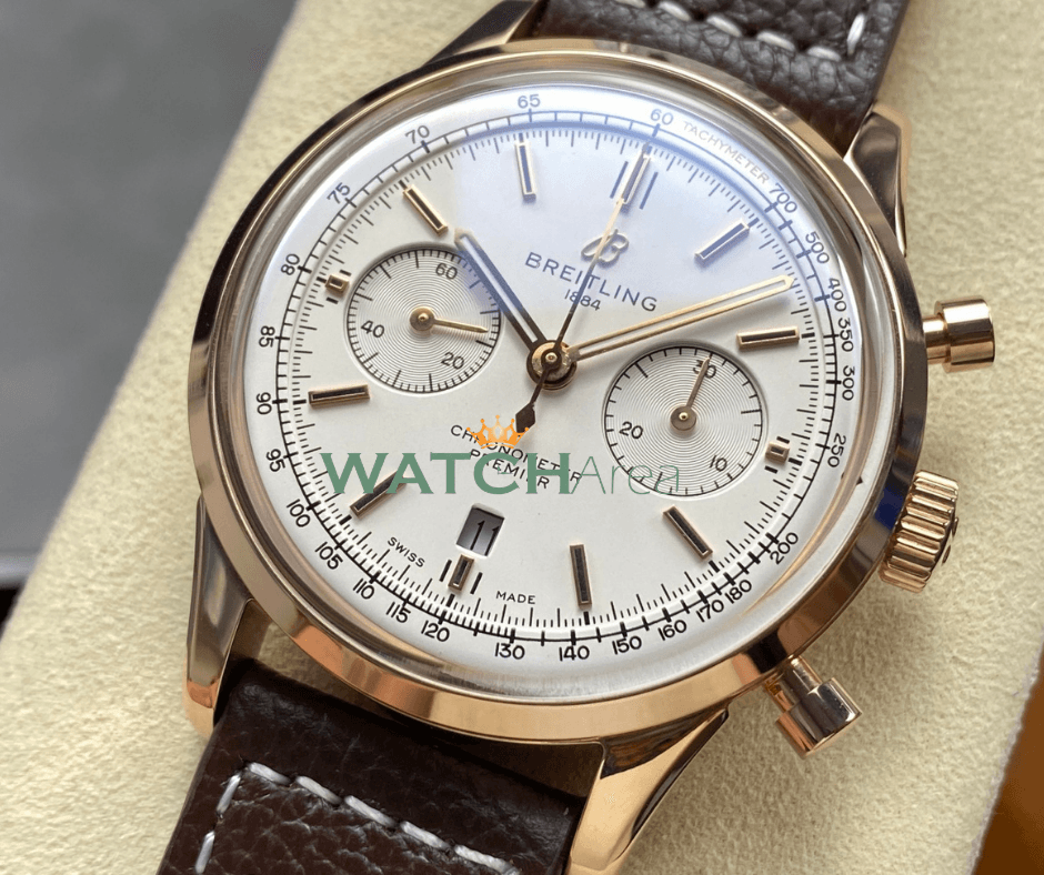 Breitling Chronometer Premier - White Dial - Brown Leather Strap 2