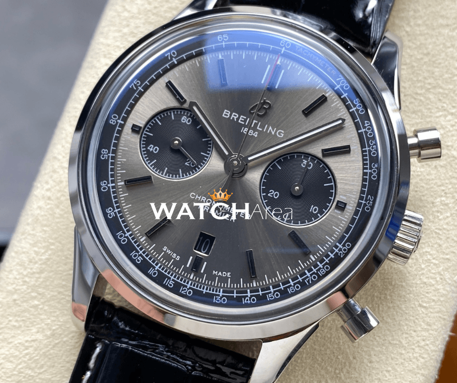 Breitling Chronometer Premier - Gray Dial - Black Leather Strap 2
