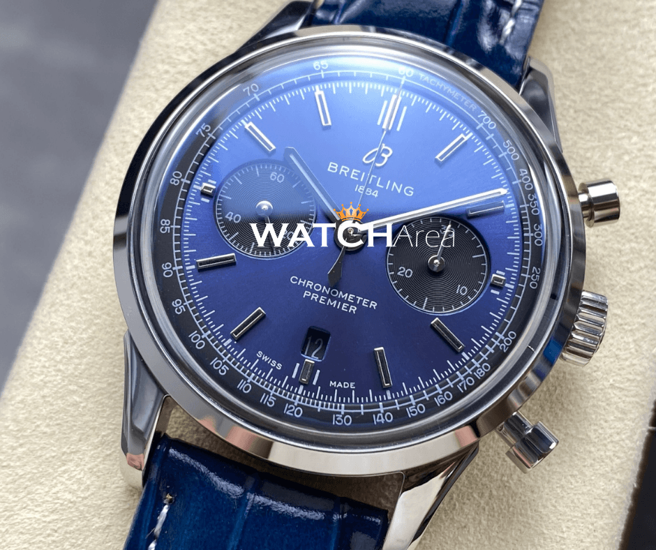 Breitling Chronometer Premier - Blue Dial - Blue Leather Strap 2