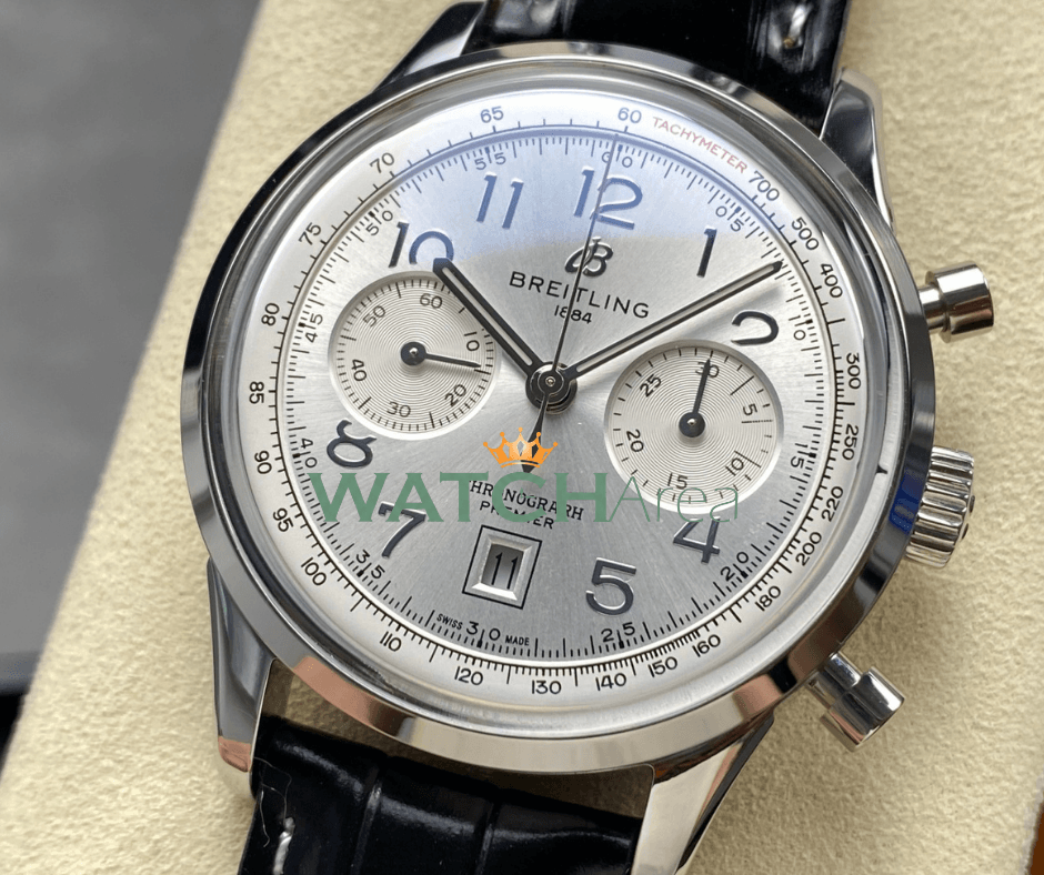 Breitling Chronometer Premier (Ref. AB0930371G1P1). White Dial, SS Case on Black leather strap. 2