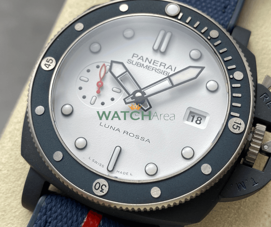 Panerai Submersible Luna Rossa - White Dial - Blue Textile & Rubber Strap 2