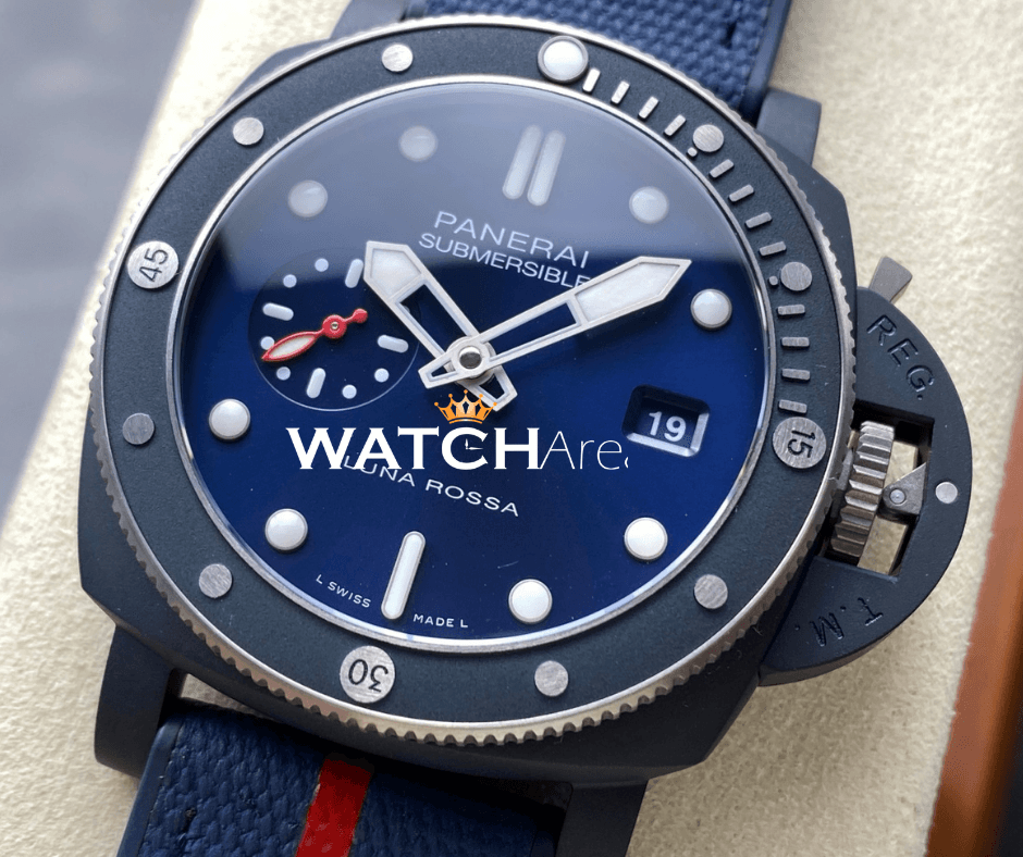 Panerai Submersible Luna Rossa - Blue Dial - Blue Textile & Rubber Strap 2