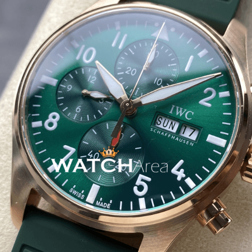 IWC - Pilot's Watch - Green Dial - RG Case - Green Rubber Strap 2