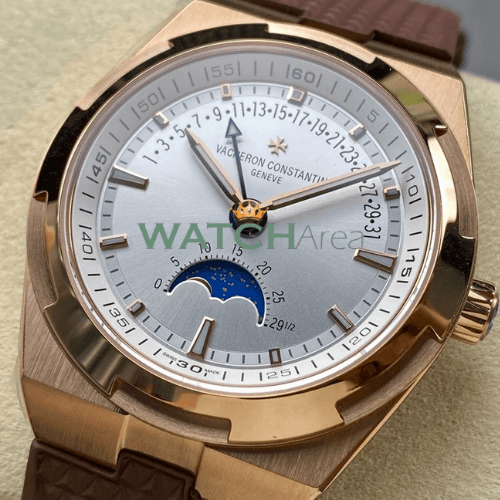 Vacheron Constantin - Overseas/Moon Phase - White Dial - RG Bezel - Brown Rubber Strap 2