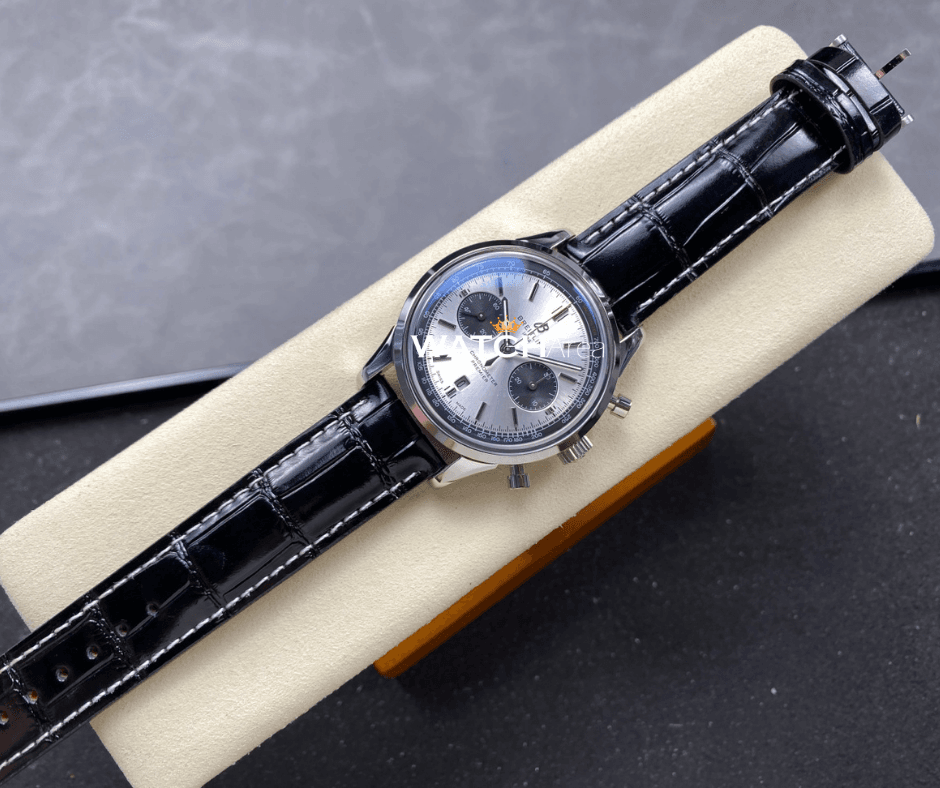 Breitling Chronometer Premier - Silver Dial - Black Leather Strap 3