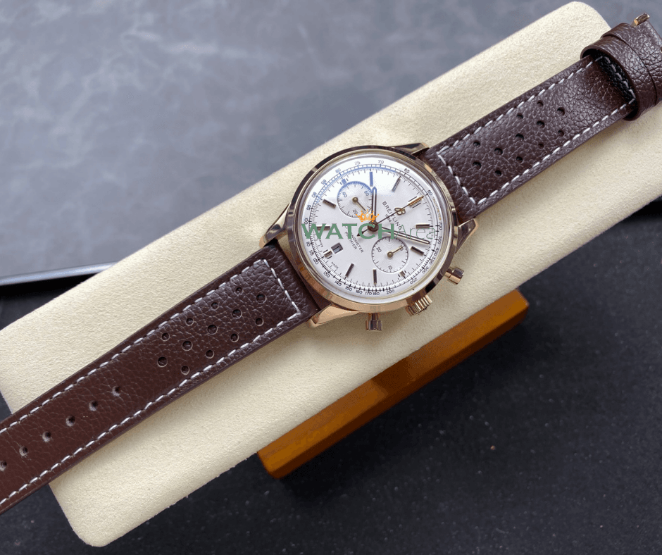 Breitling Chronometer Premier - White Dial - Brown Leather Strap 3