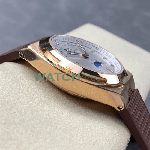 Vacheron Constantin - Overseas/Moon Phase - White Dial - RG Bezel - Brown Rubber Strap 3