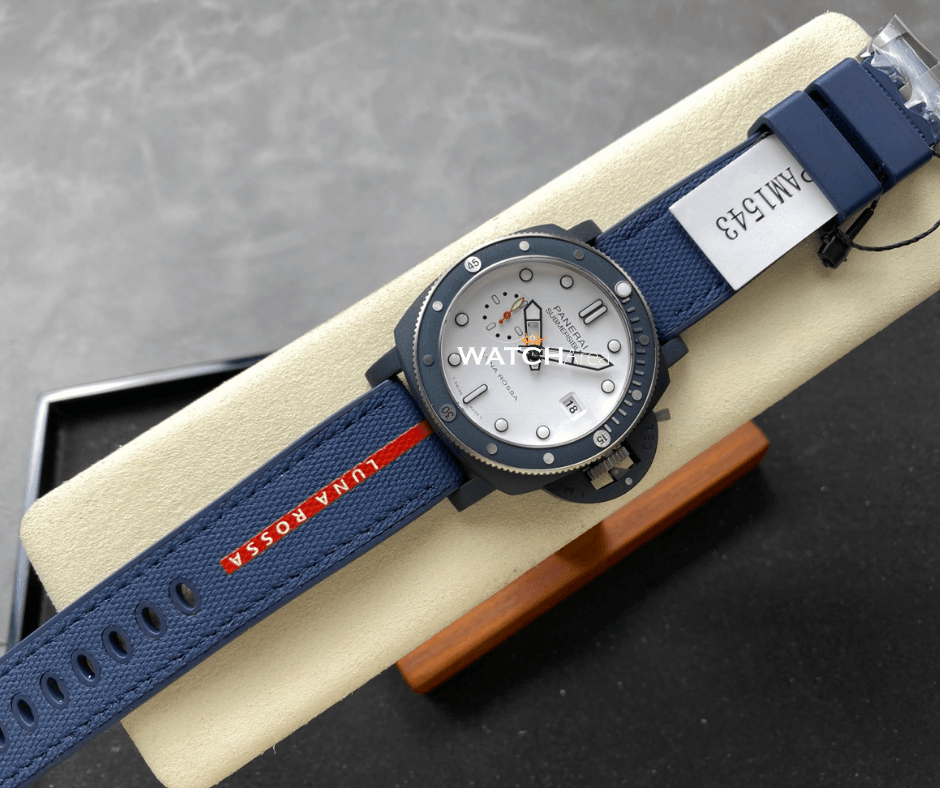 Panerai Submersible Luna Rossa - White Dial - Blue Textile & Rubber Strap 4