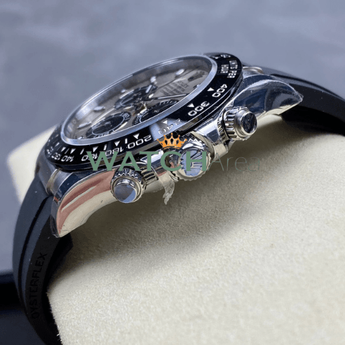 Rolex - Daytona - Silver & Black Dial - Black Oysterflex Rubber Strap 3