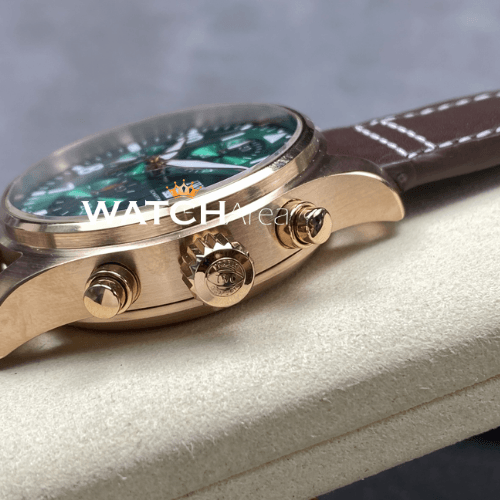 IWC - Pilot's Watch - Green Dial - RG Case - Brown Leather Strap 3
