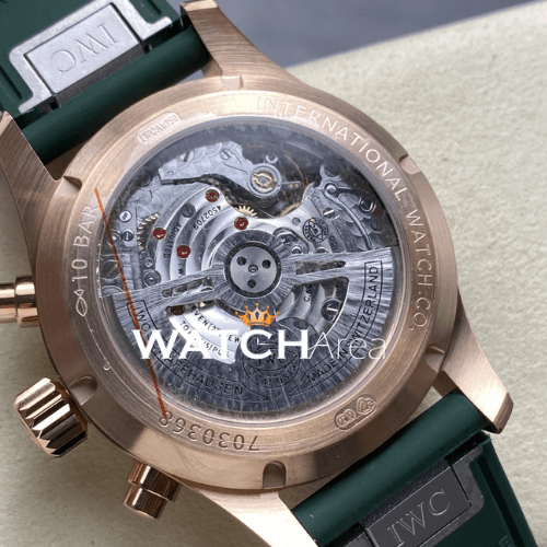 IWC - Pilot's Watch - Green Dial - RG Case - Green Rubber Strap 7