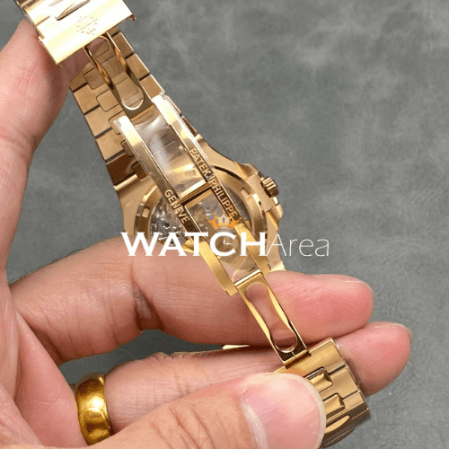 Patek Philippe - Nautilus - Black Dial - Gold Strap 4